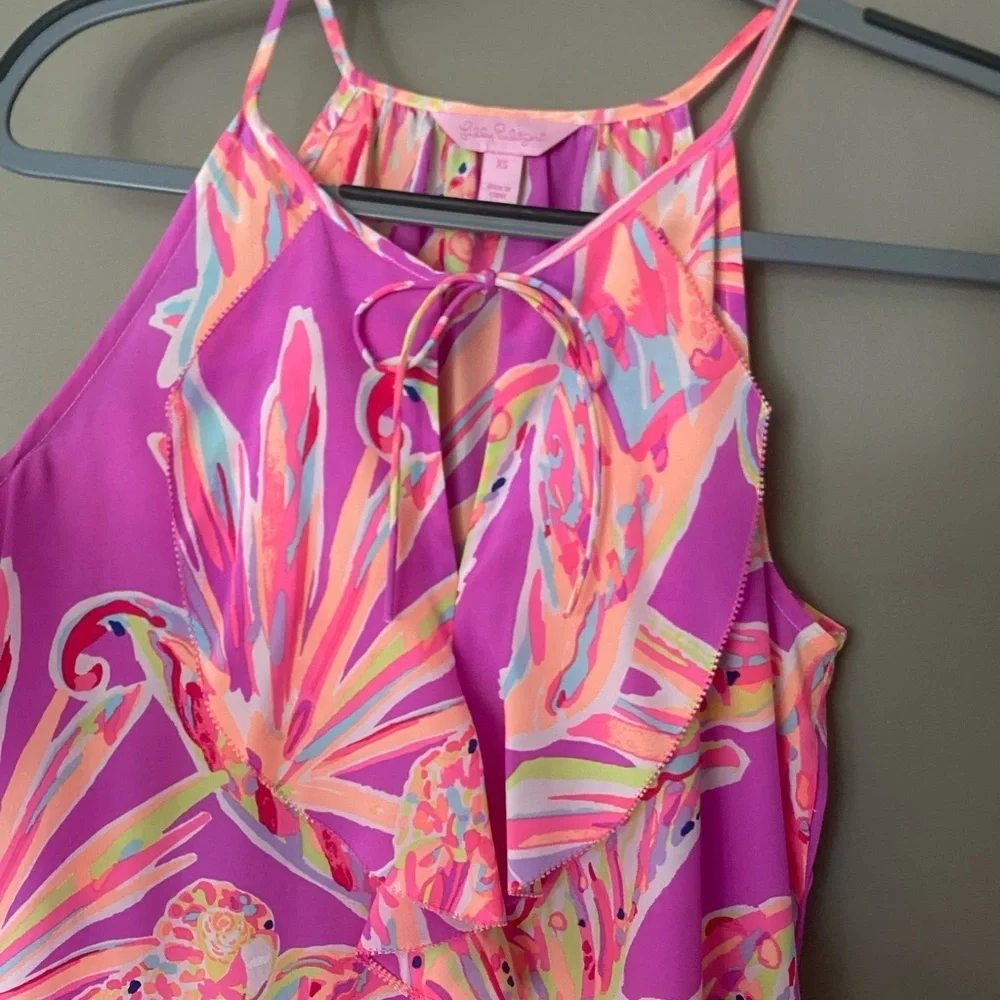 LILLY PULITZER 100% Silk Lachelle Bright Midi Dress Size XS